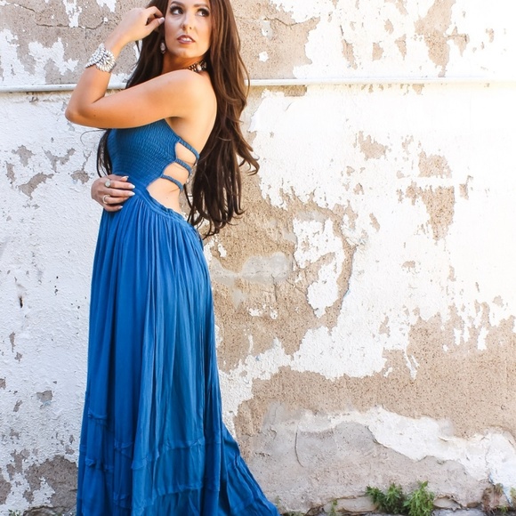 HP🎉L&B blue light-gauze-feel tiered maxi dress - Picture 4 of 5